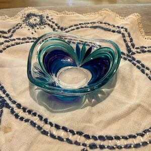 Antique Elegant Blue and Green Glass Bowl
 Circa  1940